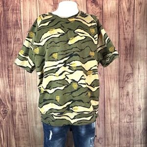 Sean John Camo Lion Embroidered‎ Short Sleeve Sweatshirt /Tee Shirt Mens Sz 2XL